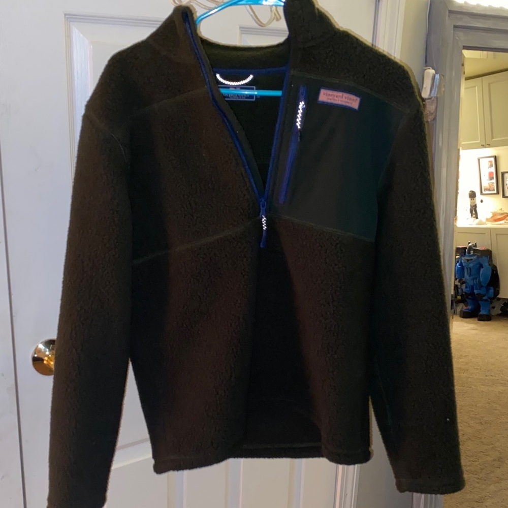 Vineyard Vines olive green Sherpa 1/4 zip